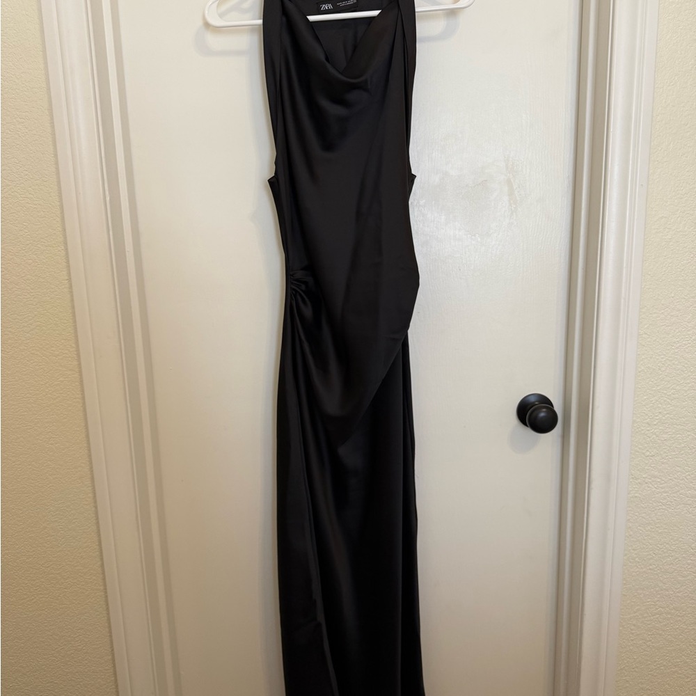 Elegant Silk Black Evening Dress